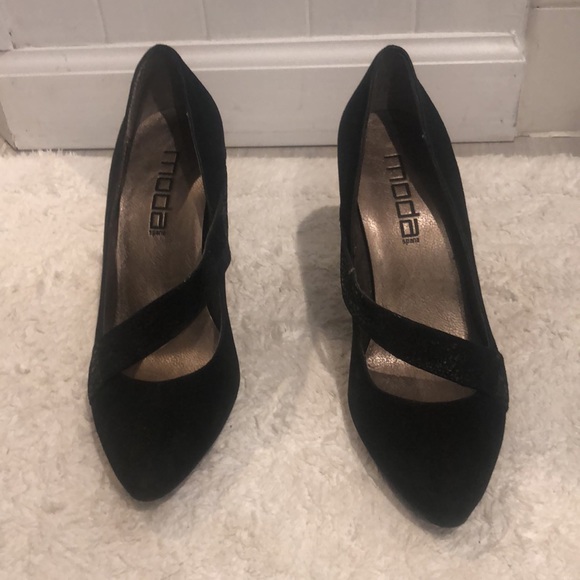 Moda Spana Suede Heel Black Size 7.5 - Picture 2 of 5